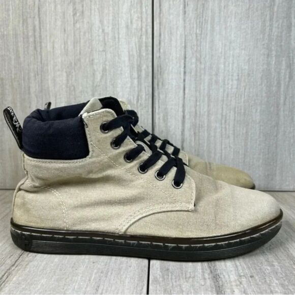 Dr. Martens Docs Maelly Beige Canvas Combat Boot Lace Up Shoe Womens Size 7 - Picture 1 of 10